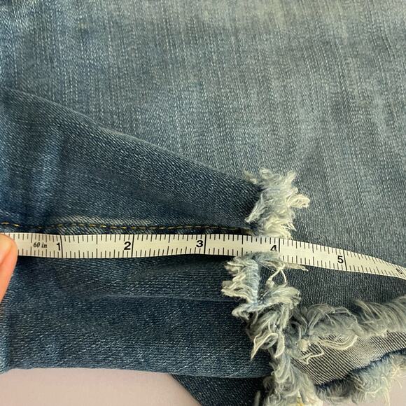 Wrangler “4” frayed short” denim cutoffs Jean raw hem stretch mid high rise - Picture 6 of 16
